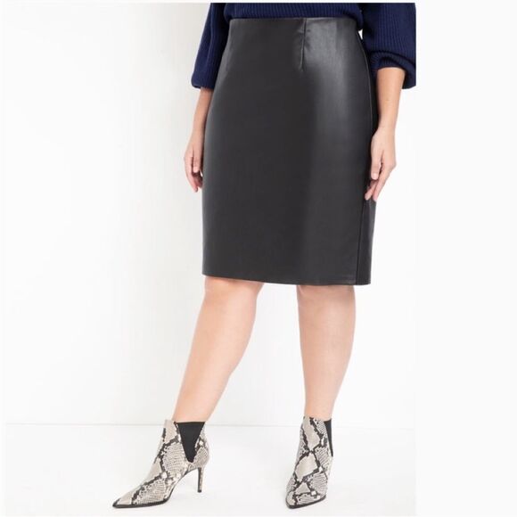 NWT Eloquii High Waisted Black Faux Leather Pencil Skirt Plus Sz 22 - Picture 2 of 11